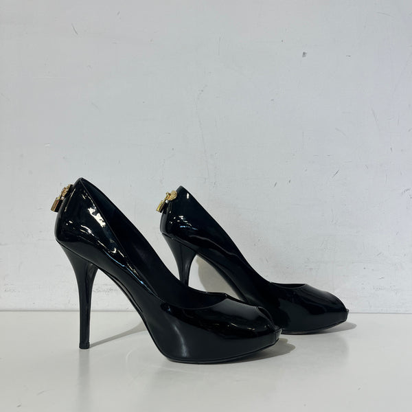 Patent Calfskin Oh Really Peep Toe Pumps 38.5 Amarante Loom Magpie Boutique