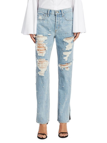 Pearl-Embellished Boyfriend Jeans – Loom & Magpie Boutique