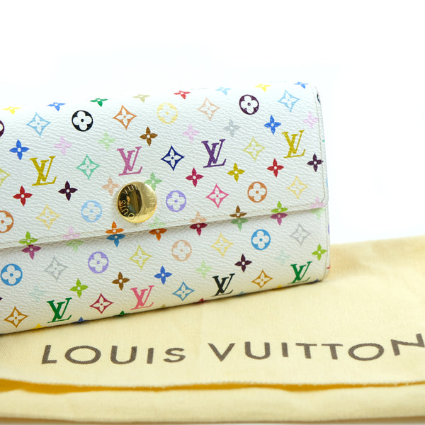 Louis Vuitton, Bags, Louis Vuitton White Multicolor Murakami Continental  Long Wallet Yellow Interior
