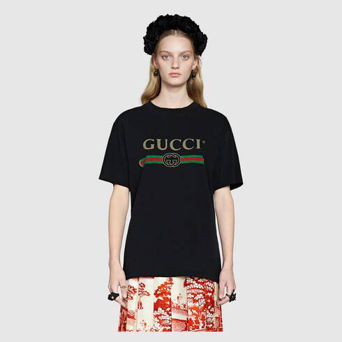 Unisex Oversize Washed T shirt with Gucci Logo Loom Magpie Boutique