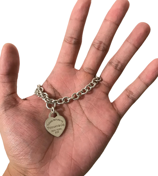 Silver Monogram Heart Tag Charm Bracelet
