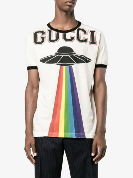 Unisex Washed T shirt with UFO Gucci Logo