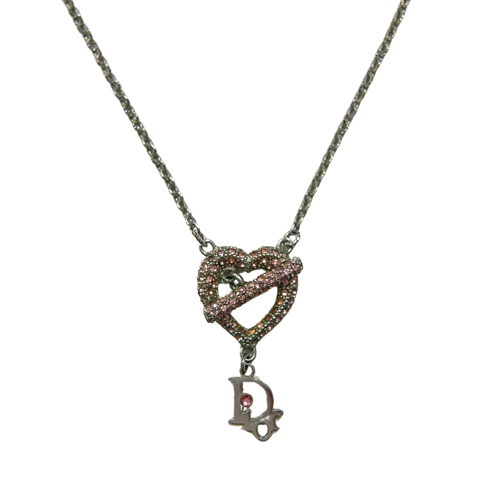 Pink Crystal Heart Pendant Necklace