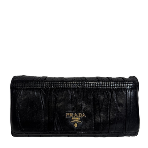 Quilted Flap Wallet Black