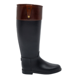 Black/Brown Rubber and Leather Rain Boots 37