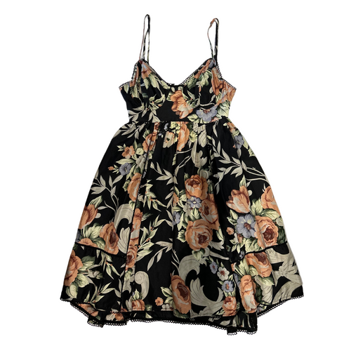 Black Floral Corset Bodice Mini Dress