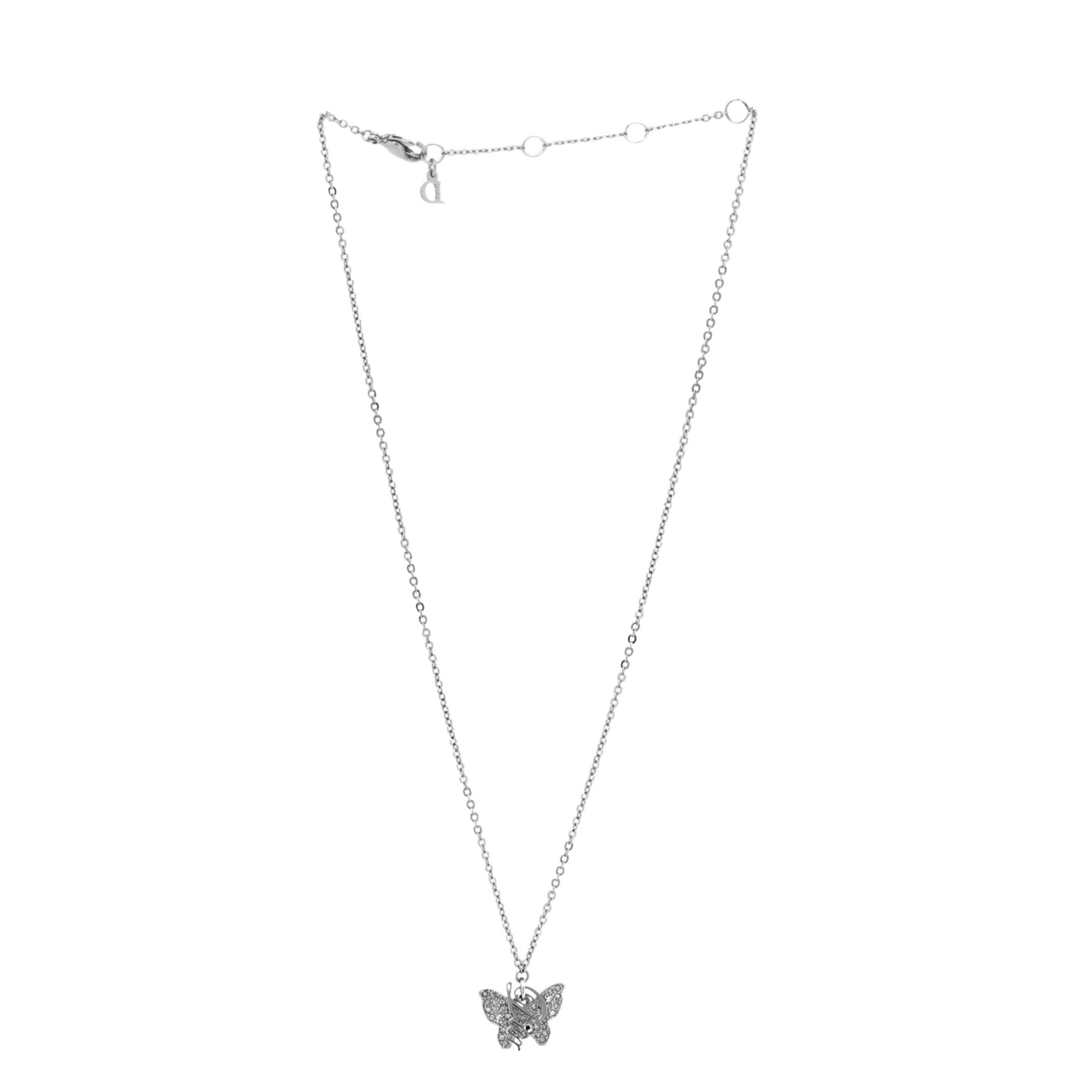 Crystal Butterfly Necklace Silver