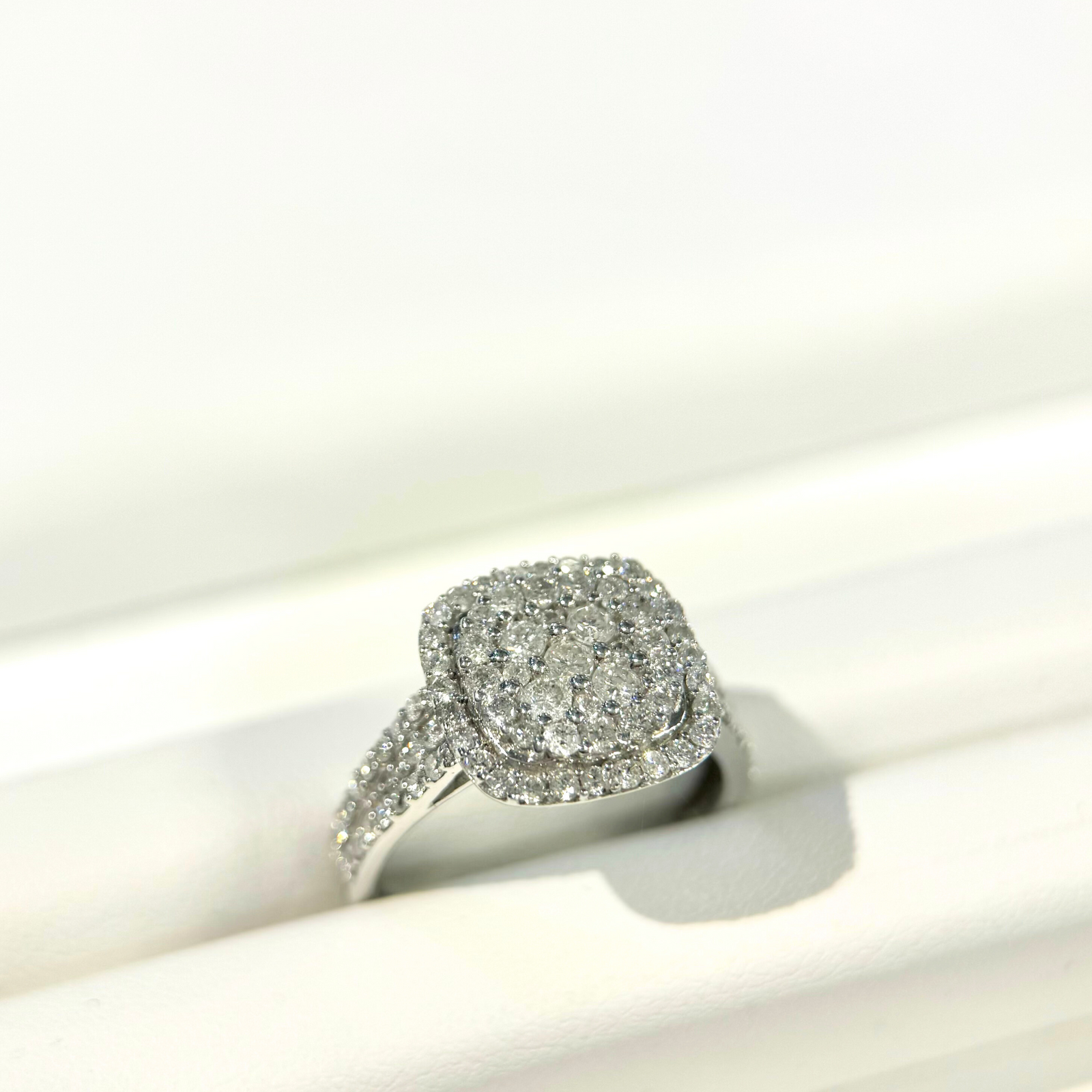 Certified Natural Diamond Cluster Ring 10k White Gold