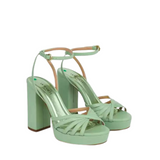 Attie Green Leather Strappy Platform Sandals - 39