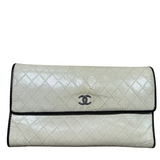 White Quilted Flap Wallet