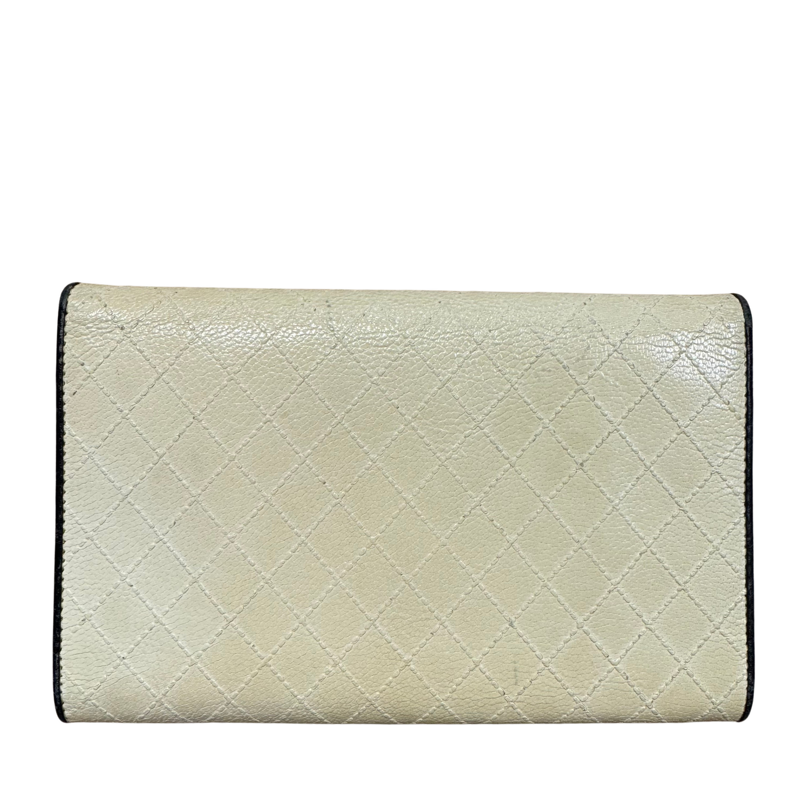 White Quilted Flap Wallet