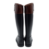 Black/Brown Rubber and Leather Rain Boots 37