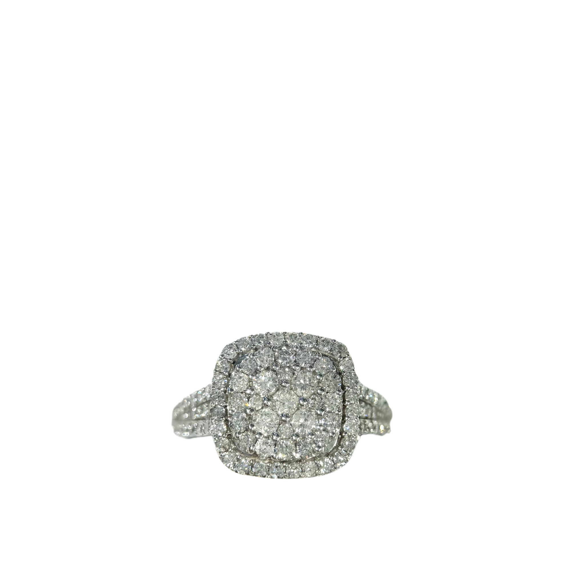 Certified Natural Diamond Cluster Ring 10k White Gold