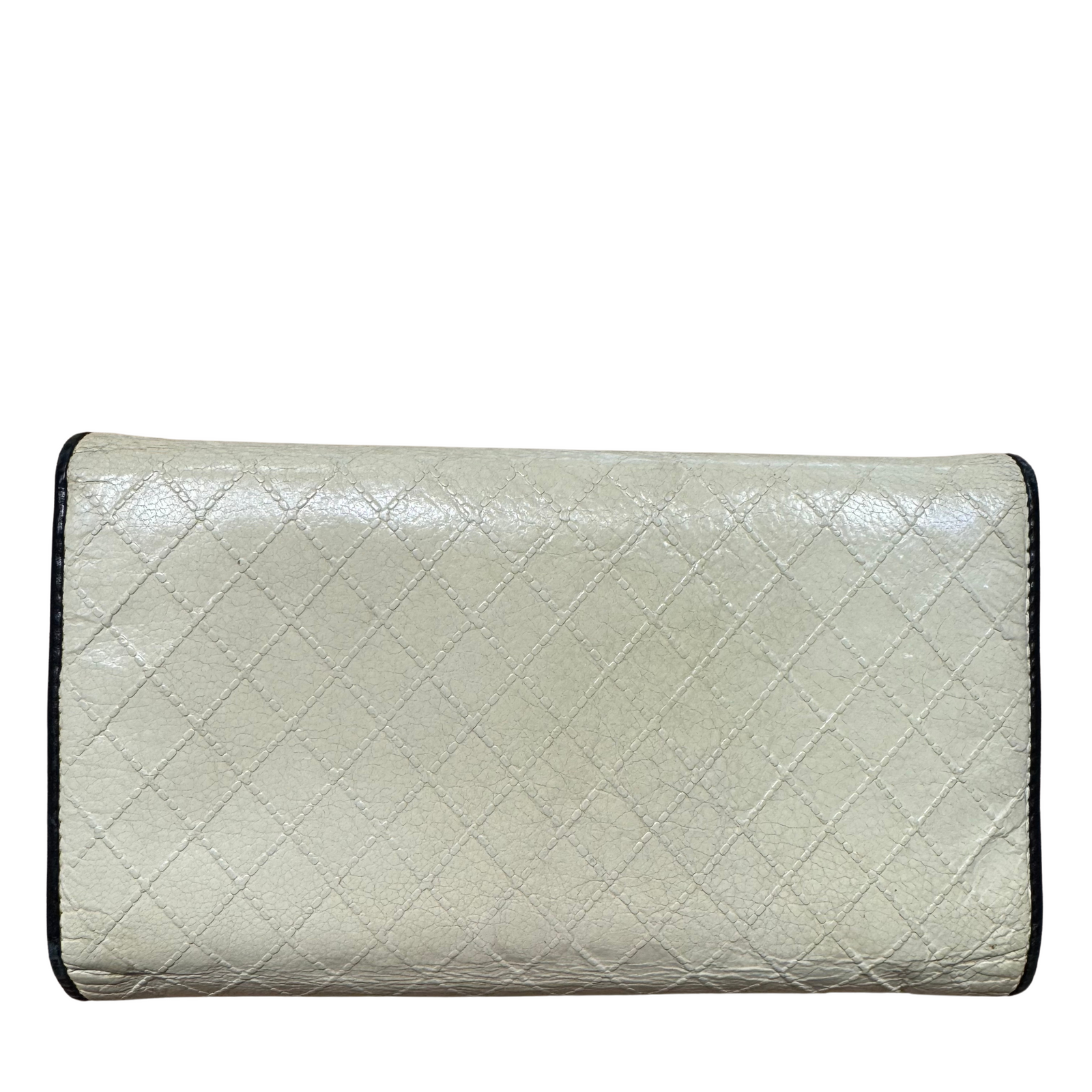 White Quilted Flap Wallet