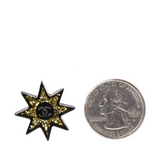 Resin Metal CC Star Earrings Black/Gold