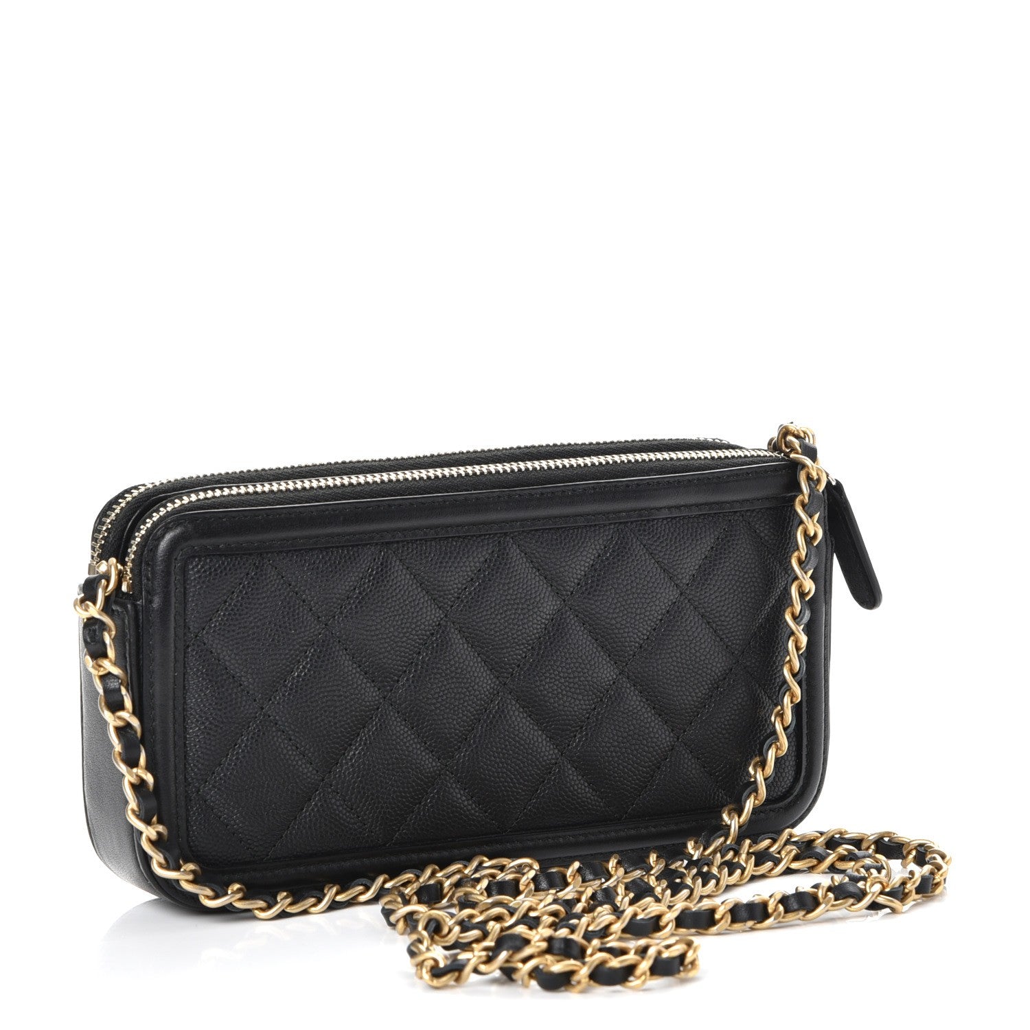 Caviar Quilted CC Filigree Clutch With Chain Black