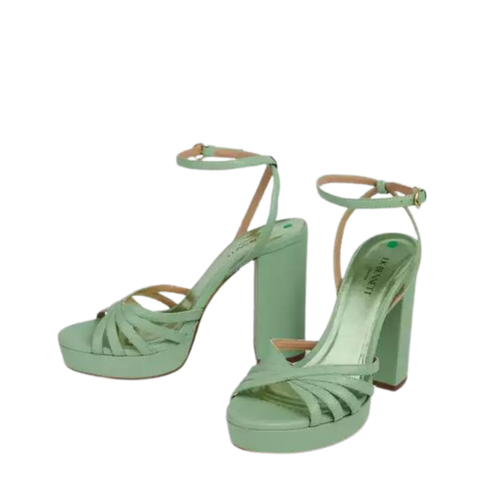 Attie Green Leather Strappy Platform Sandals 39