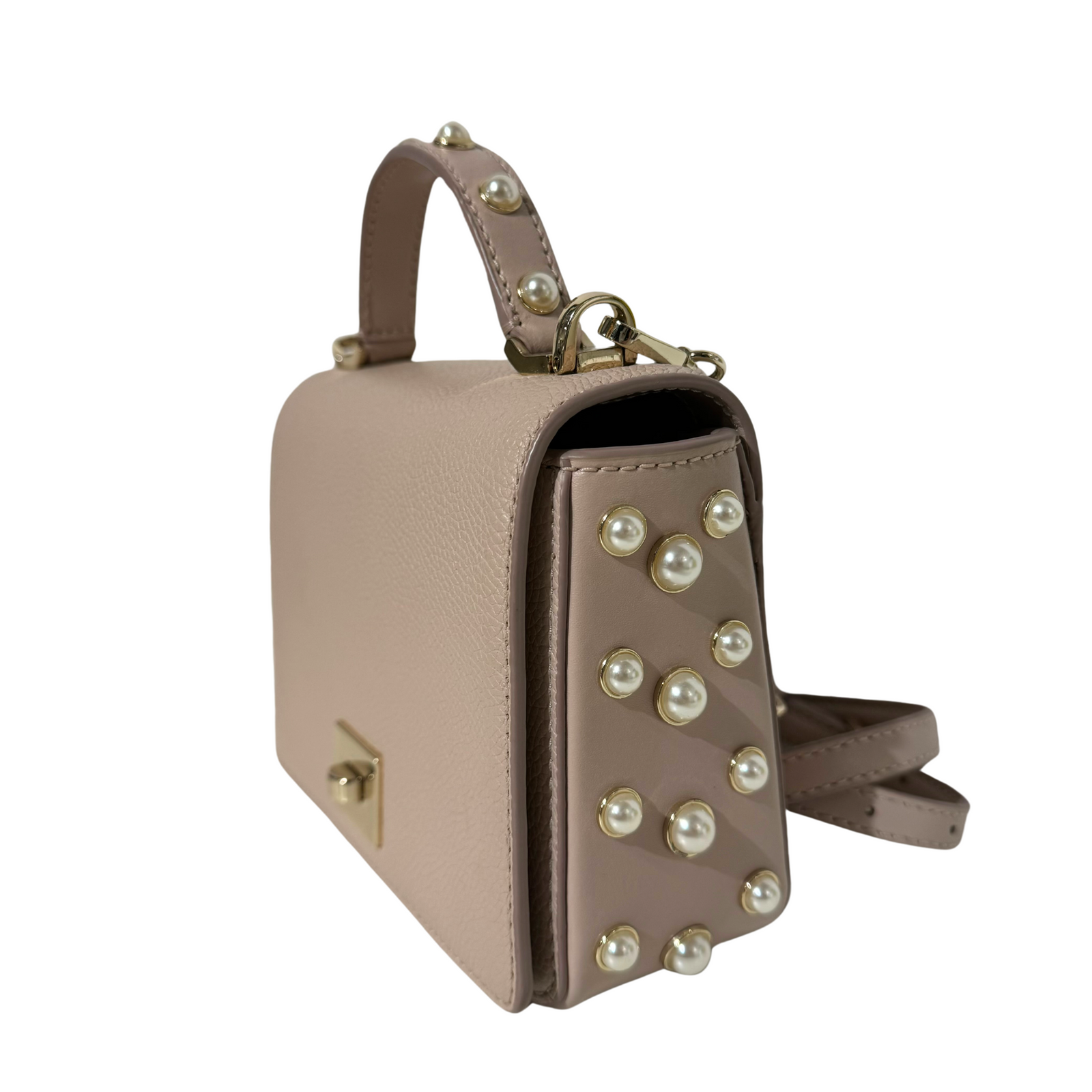 Light Pink Crossbody Bag with Pearls