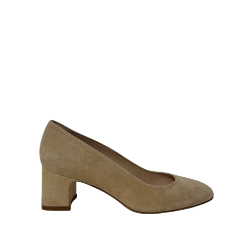 Beige Suede Block Heels 5 Loom Magpie Boutique