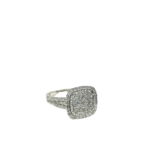 Certified Natural Diamond Cluster Ring 10k White Gold