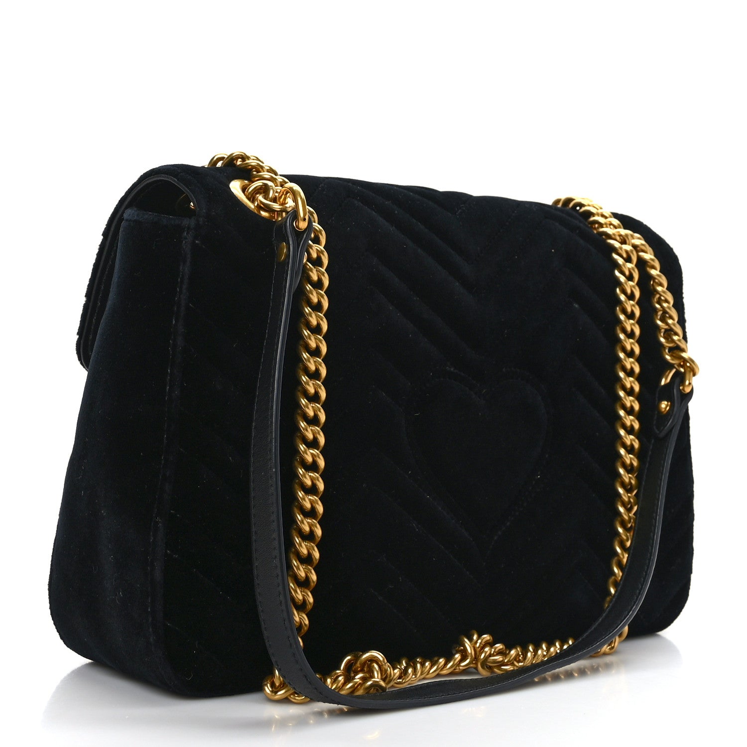 Velvet Matelasse Medium GG Marmont Shoulder Bag