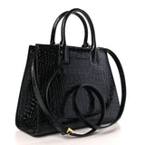 Crocodile Embossed Calfskin Mini Frances Tote Black