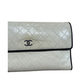 White Quilted Flap Wallet