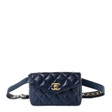 Chanel Quilted Envelope Belt Bag in Navy Blue