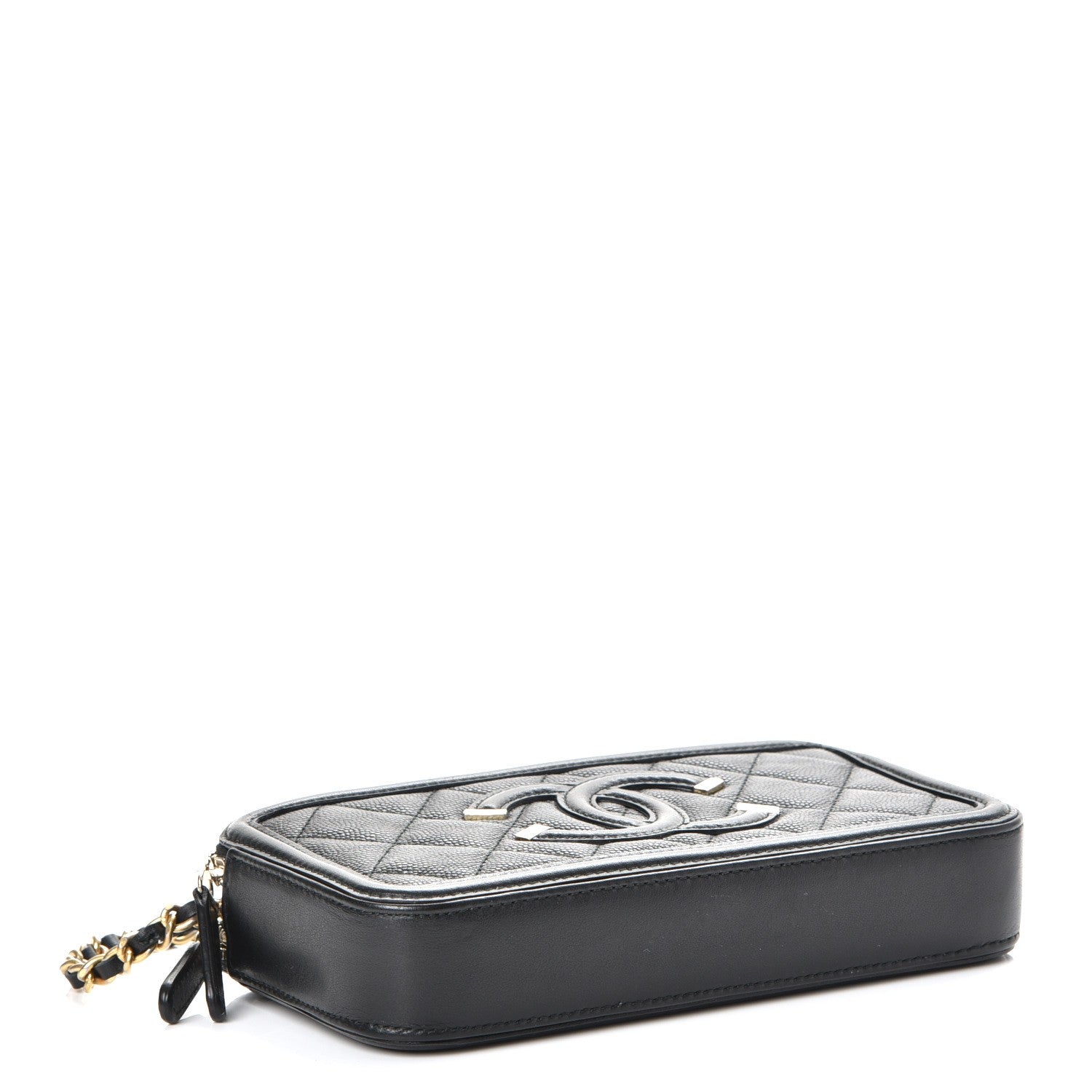 Caviar Quilted CC Filigree Clutch With Chain Black