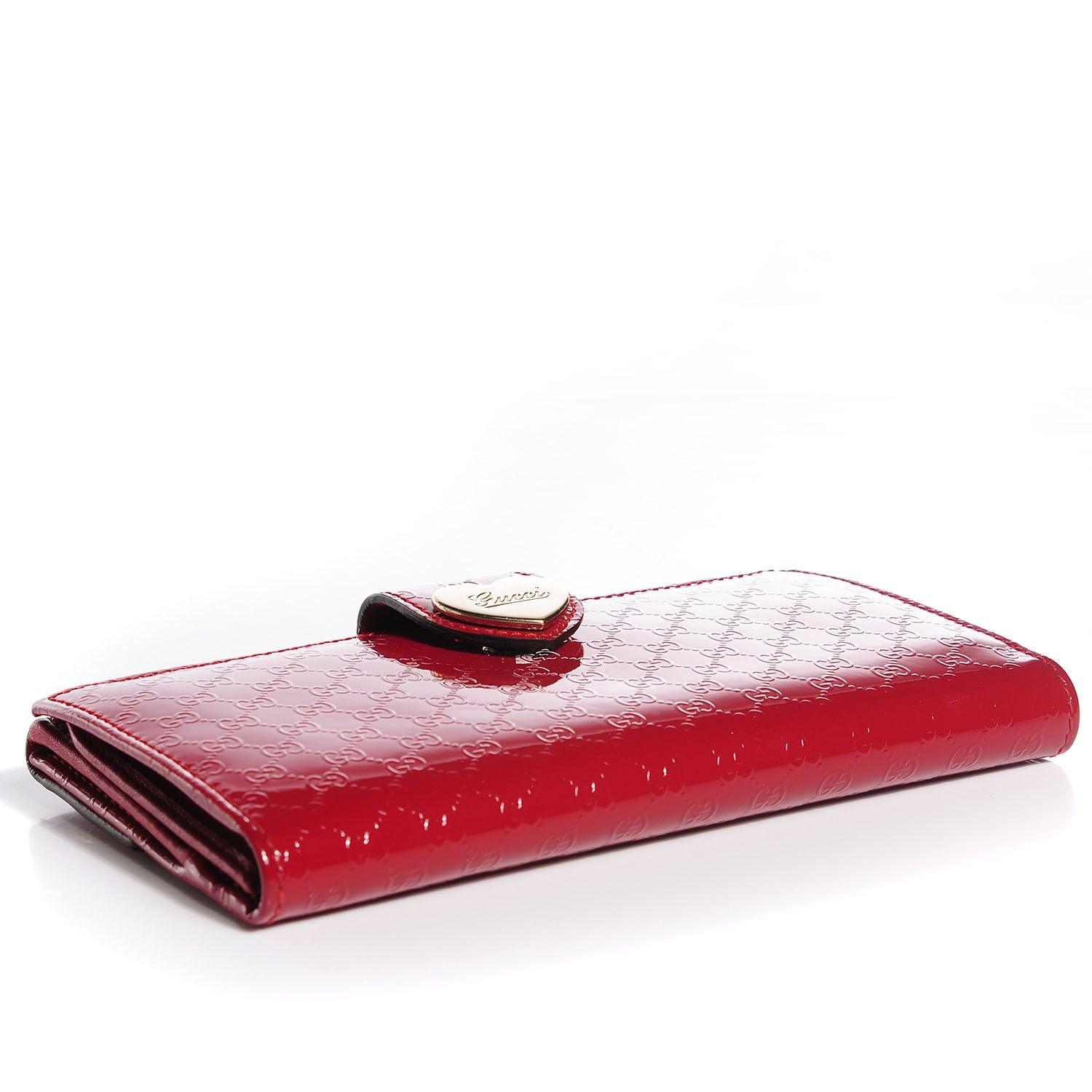 Patent Microguccissima Heart Continental Wallet Red