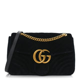 Velvet Matelasse Medium GG Marmont Shoulder Bag