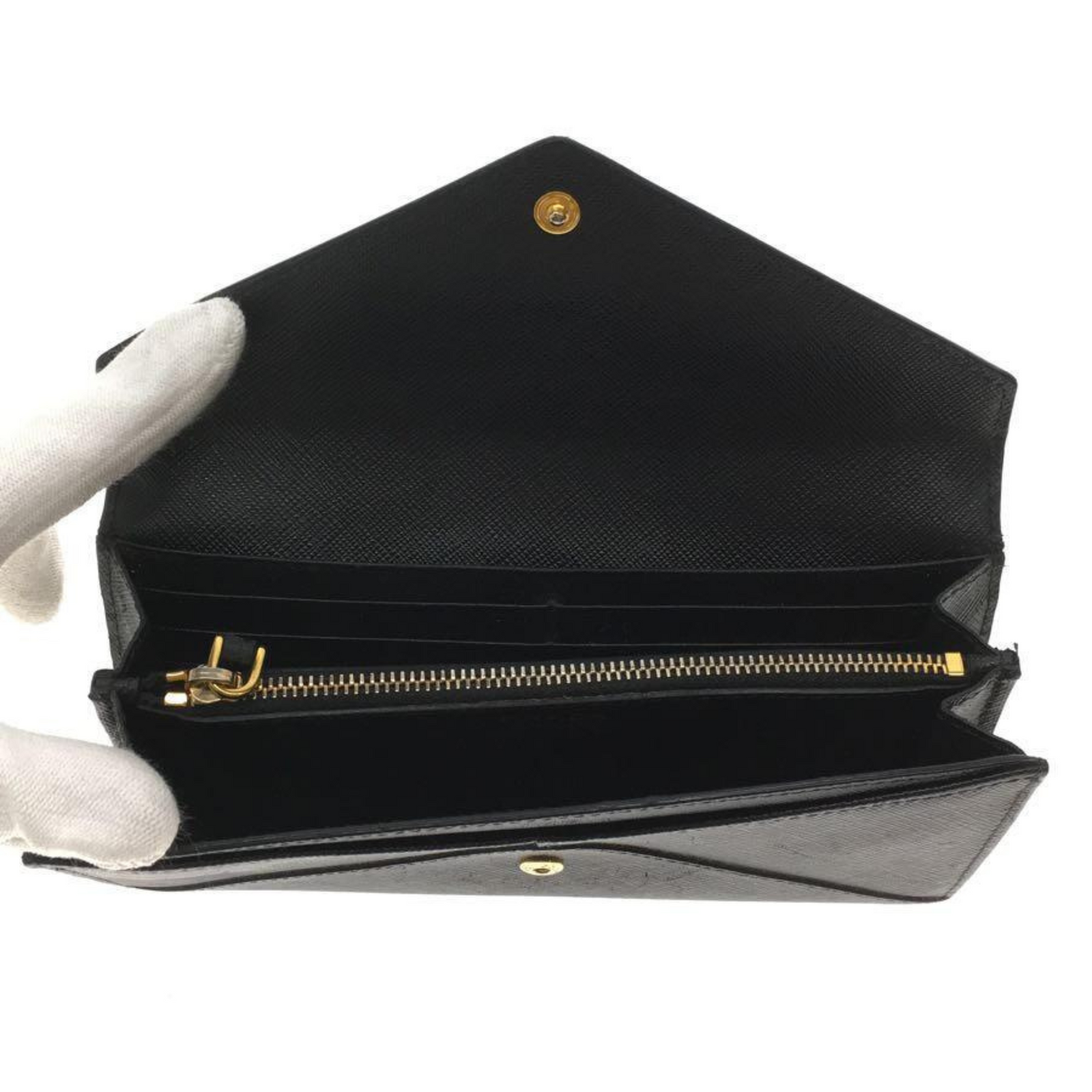 Saffiano Metal Envelope Wallet Black