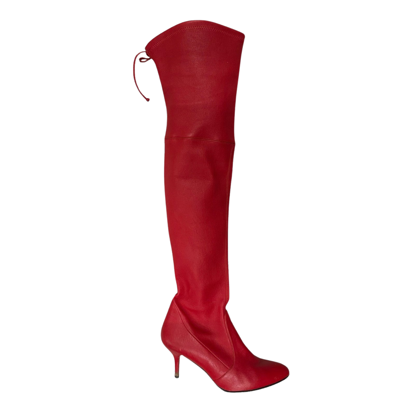 Red Almond Toe Knee High Boots 39.5