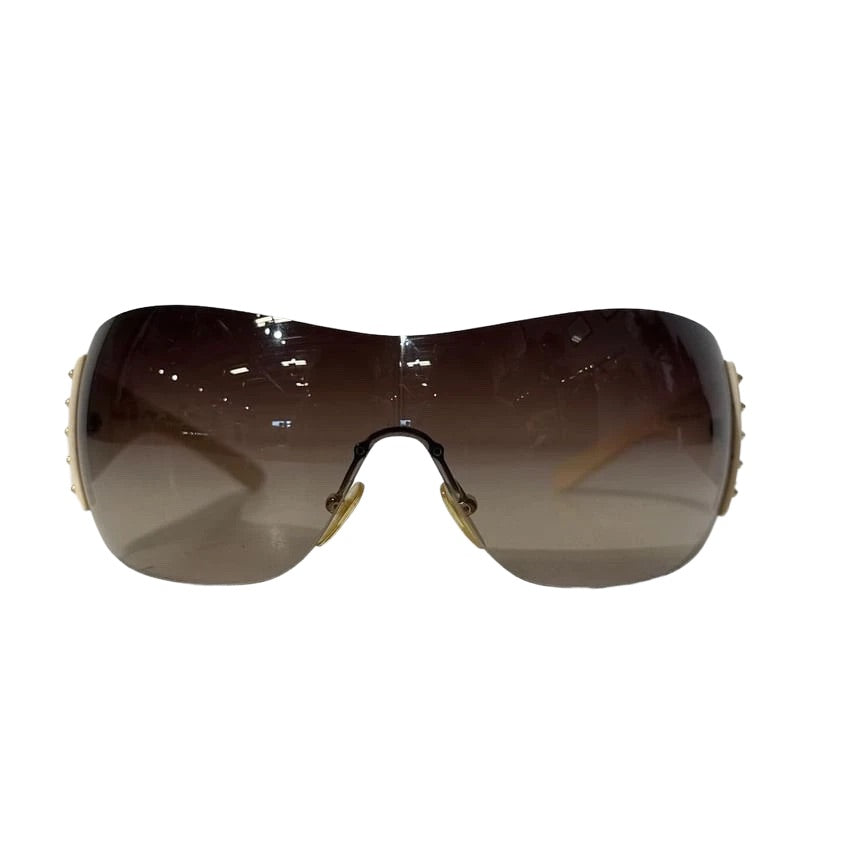 Shield Sunglasses with Studded Temple