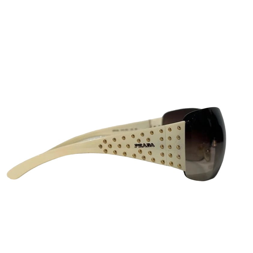 Shield Sunglasses with Studded Temple