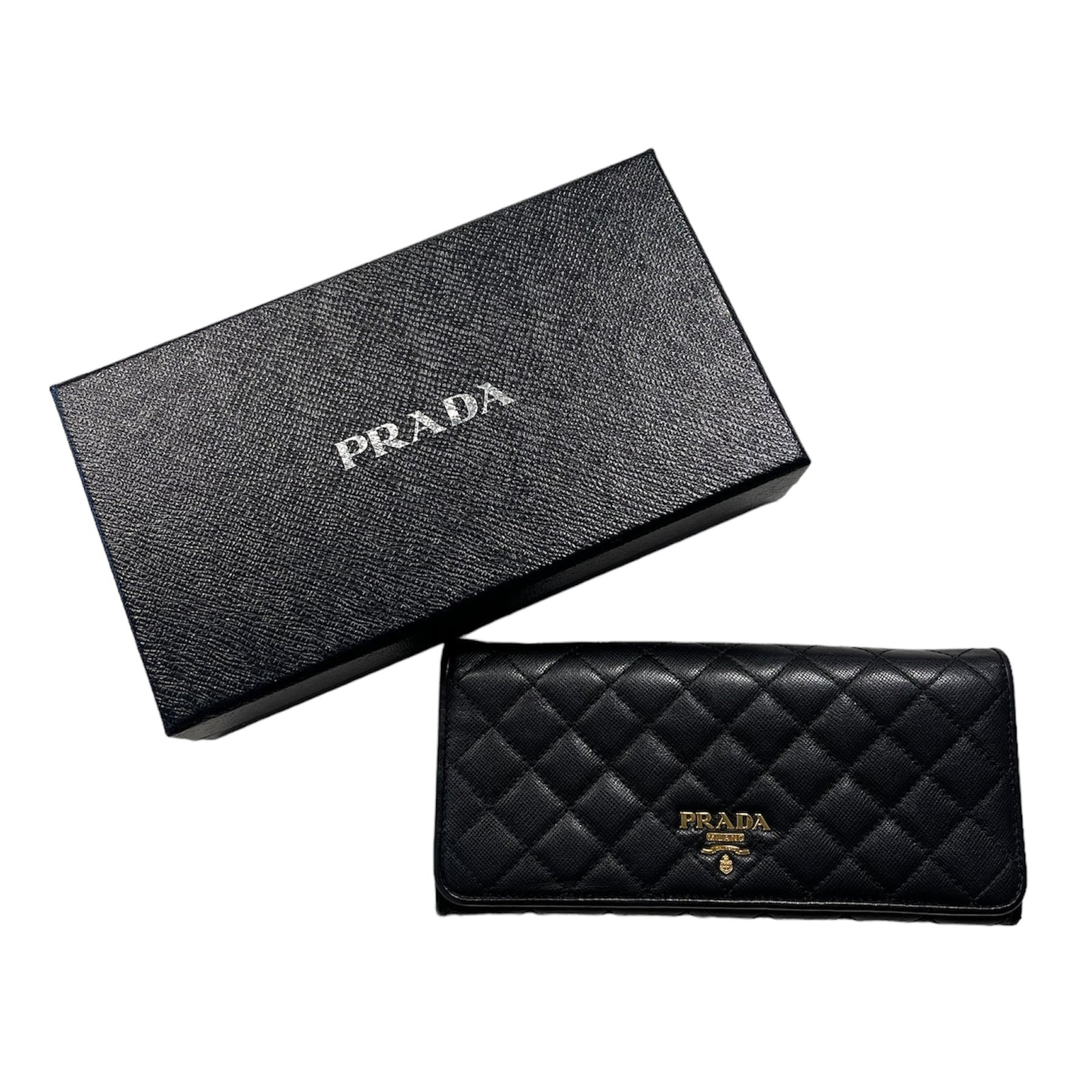 Quilted Flap Wallet Black