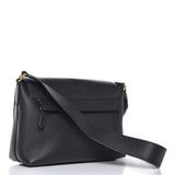 Grainy Calfskin Embossed Small Messenger Black