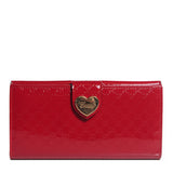 Patent Microguccissima Heart Continental Wallet Red