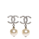 Crystal Pearl CC Drop Earrings