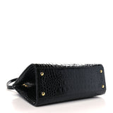 Crocodile Embossed Calfskin Mini Frances Tote Black