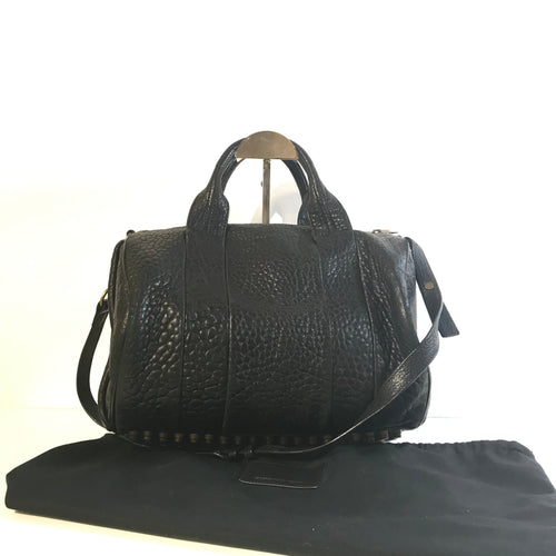 Large Pebbled Lambskin Rockie Antique Brass Hardware