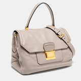 Grey Vitello Soft Leather Top Handle Bag