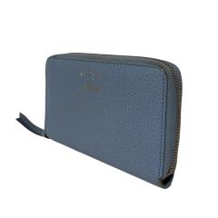 Dollar Calfskin Medium Swing Zip Around Wallet Light Blue