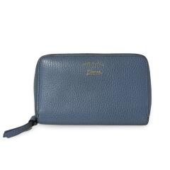 Dollar Calfskin Medium Swing Zip Around Wallet Light Blue