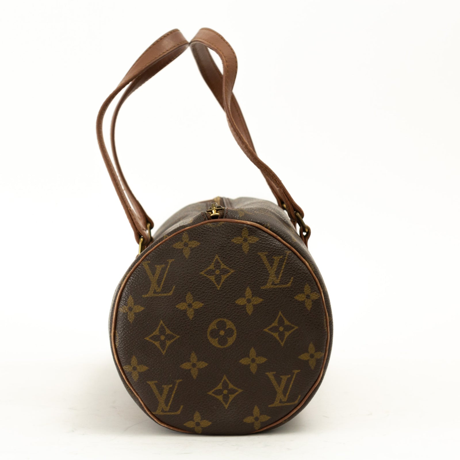 Louis Vuitton Monogram Papillon 30 Barrel Bag w. Dark Leather Trim