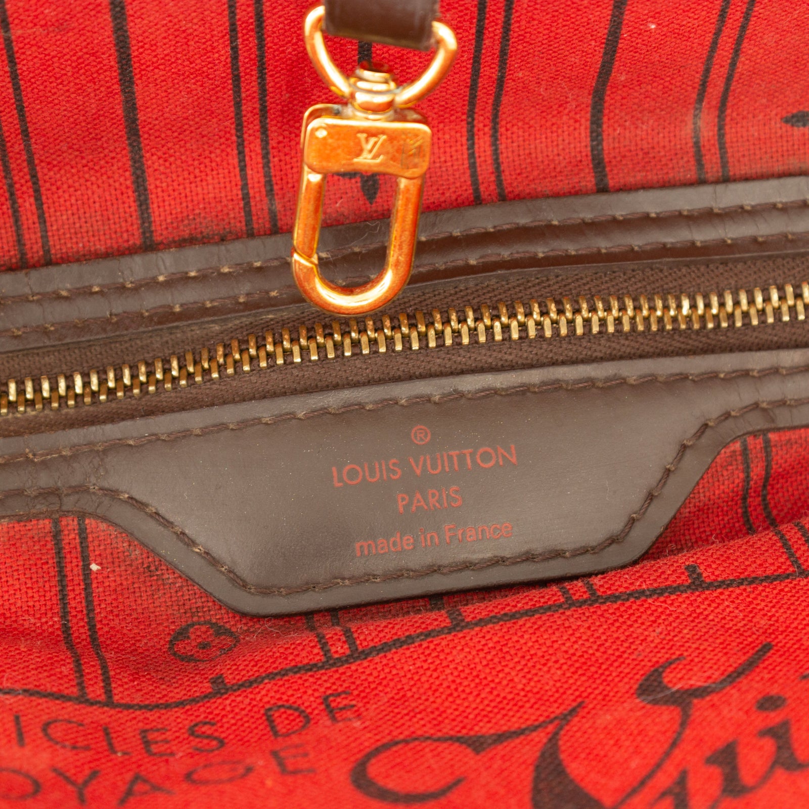 Louis Vuitton Neverfull MM Tote Bag Damier Ebene Red France