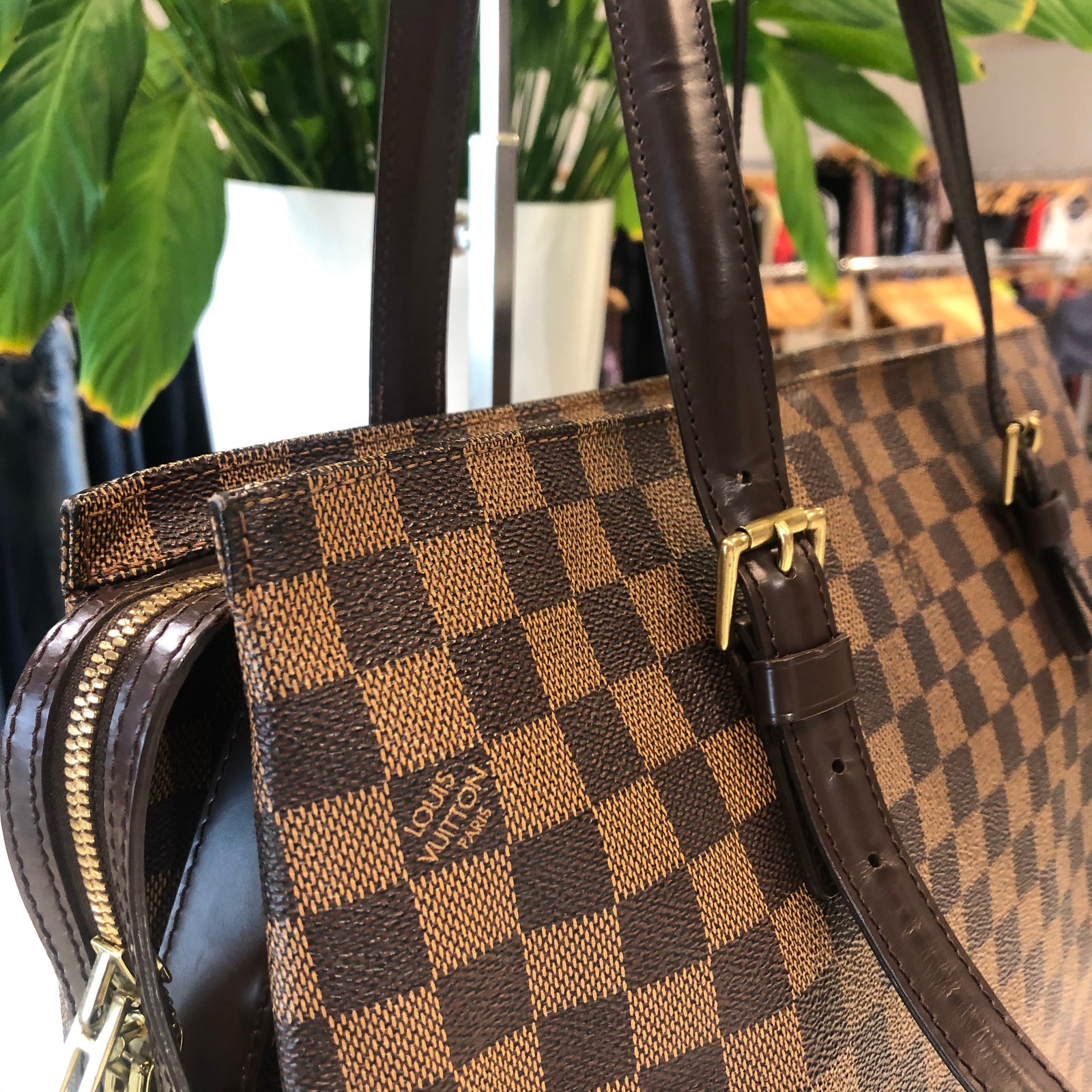 Brown Louis Vuitton Damier Ebene Chelsea Tote Bag
