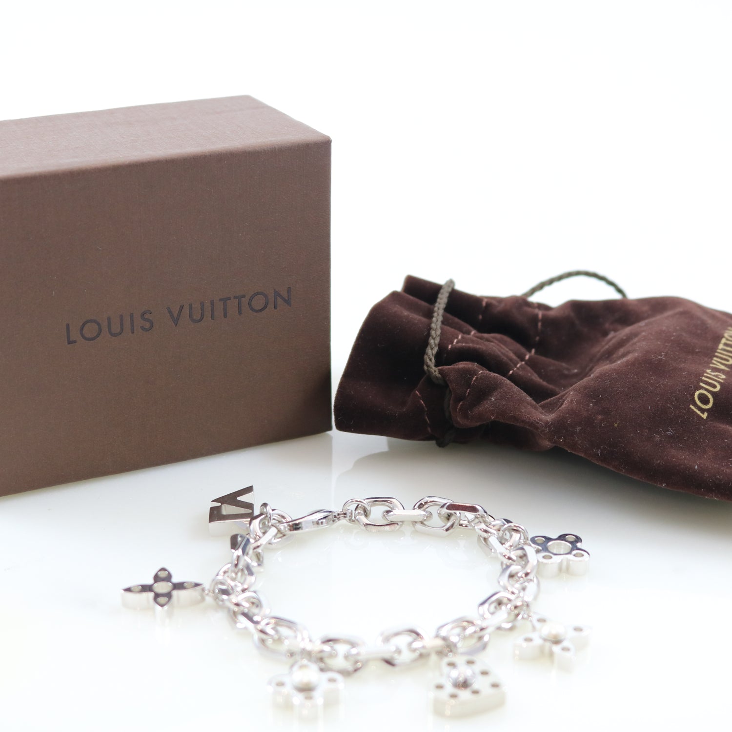 Louis Vuitton Two Tone Hide and Seek Monogram Charms Bracelet Louis Vuitton