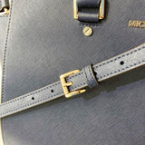 Navy Saffiano Leather Satchel