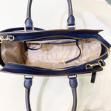 Navy Saffiano Leather Satchel